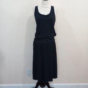James Perse Los Angeles Black Blousson Racer Back Tank Dress, 3/L, New - No Belt